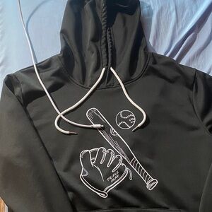 Softspots Black Hoodie with Baseball Design